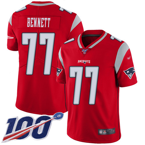 New England Patriots Football #77 100th Season Inverted Limited Red Men Michael Bennett NFL Jersey